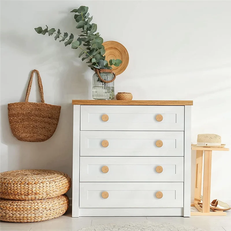 AS96-10PCS Gagang Kayu Beech Rotan untuk Laci, Pegangan Furnitur, Gagang Pintu Lemari Dapur, Tarikan Lemari