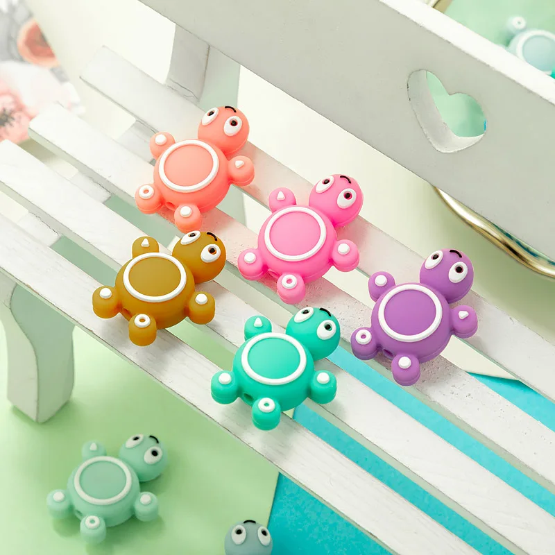 TYRY.HU 5 uds DIY dentición enfermería dibujos animados Mini tortuga cuentas de silicona sin BPA calidad alimentaria collar mordedor de silicona Accesso