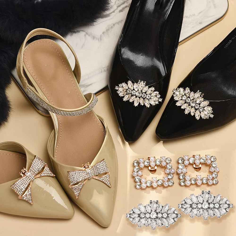 1Pc Shiny Crystal Shoes Clips Women High Heel Wedding Bride Shoes Rhinestone Charm Buckle Decoration Jewelry Shoes Accessories