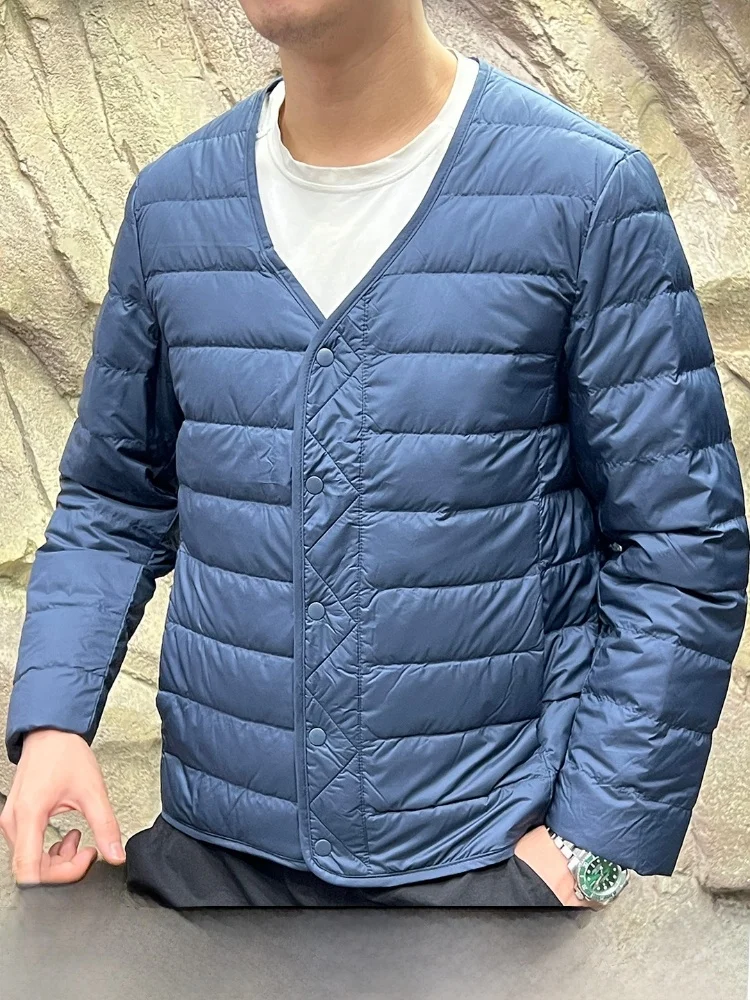 

Мужской модный V-Ne Down Jaet 90 Du down Легкий теплый Ci Casual Sle Полиэфирное волокно Fill Power Легкий вес W...