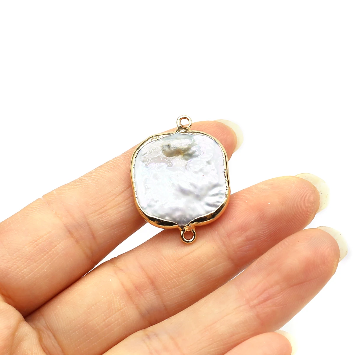 Natural Baroque Pearl Pendants Gold Plated Square Double Hole Connector for Trendy Jewelry Making Diy Necklace Bracelet Supply