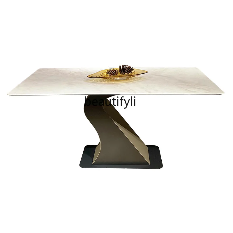 Stone Plate Dining Table Post-Modern Simple Special-Shaped Design Small Apartment High-Grade Rectangular Dining Table