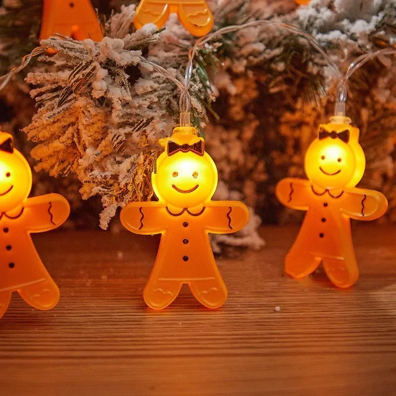 Gingerbread Man Christmas Light String, Decorações de Feliz Natal para Casa, Festival Party Fairy Lights, Ano Novo, 1.5m, 10LED, 25