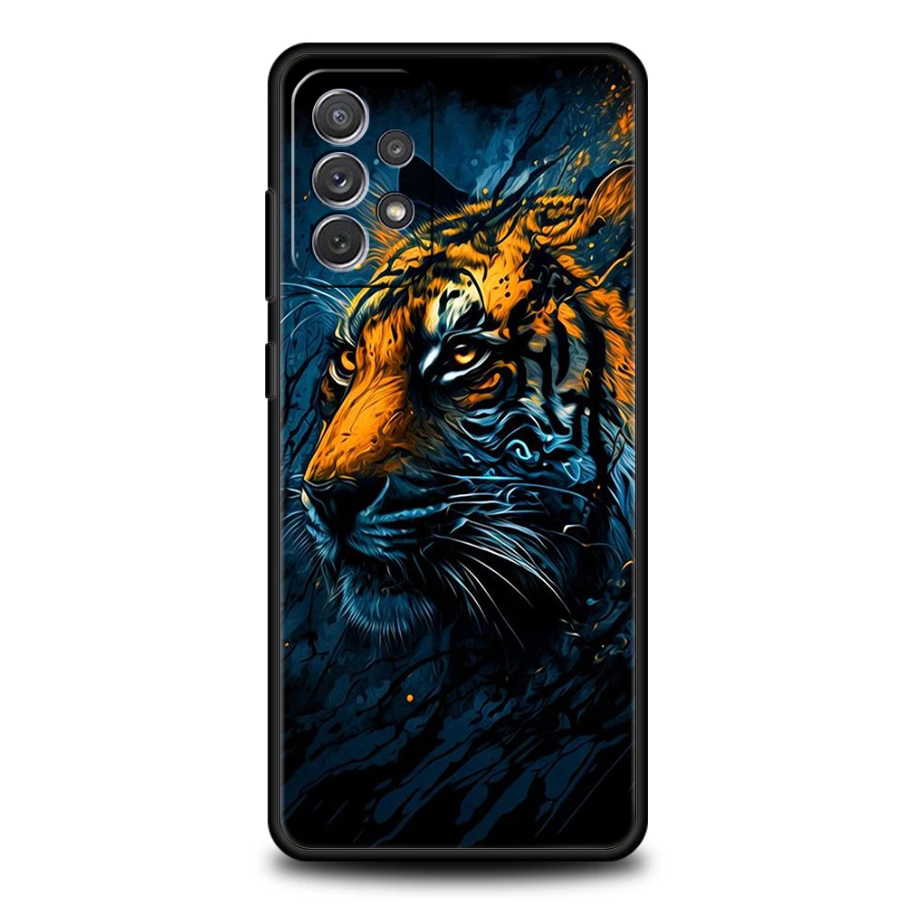 Coque de téléphone dessin animé tigre pour Samsung Galaxy, coque souple, sacs, A15, A14, A25, A54, A34, A51, A71, A72, A73, A32, A52, A52S, A11, A21S, A31, A41, 5G