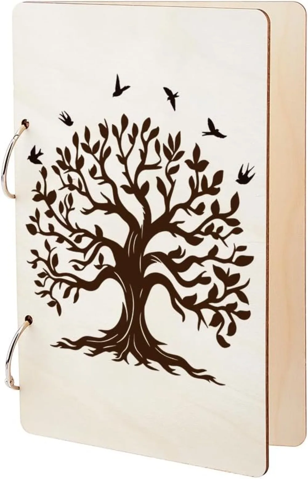 Tree of Life Card Keeper Book Tree and Birds Greeting Card Organizer Wooden Loose Leaf Binder Postcard Photo Album making kit