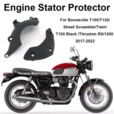 Thruxton 1200 RS 오토바이 엔진 고정자 보호 케이스 슬라이더 플랩 스트리트 스크램블러 트윈 Bonneville T100 T120 용 블랙 커버