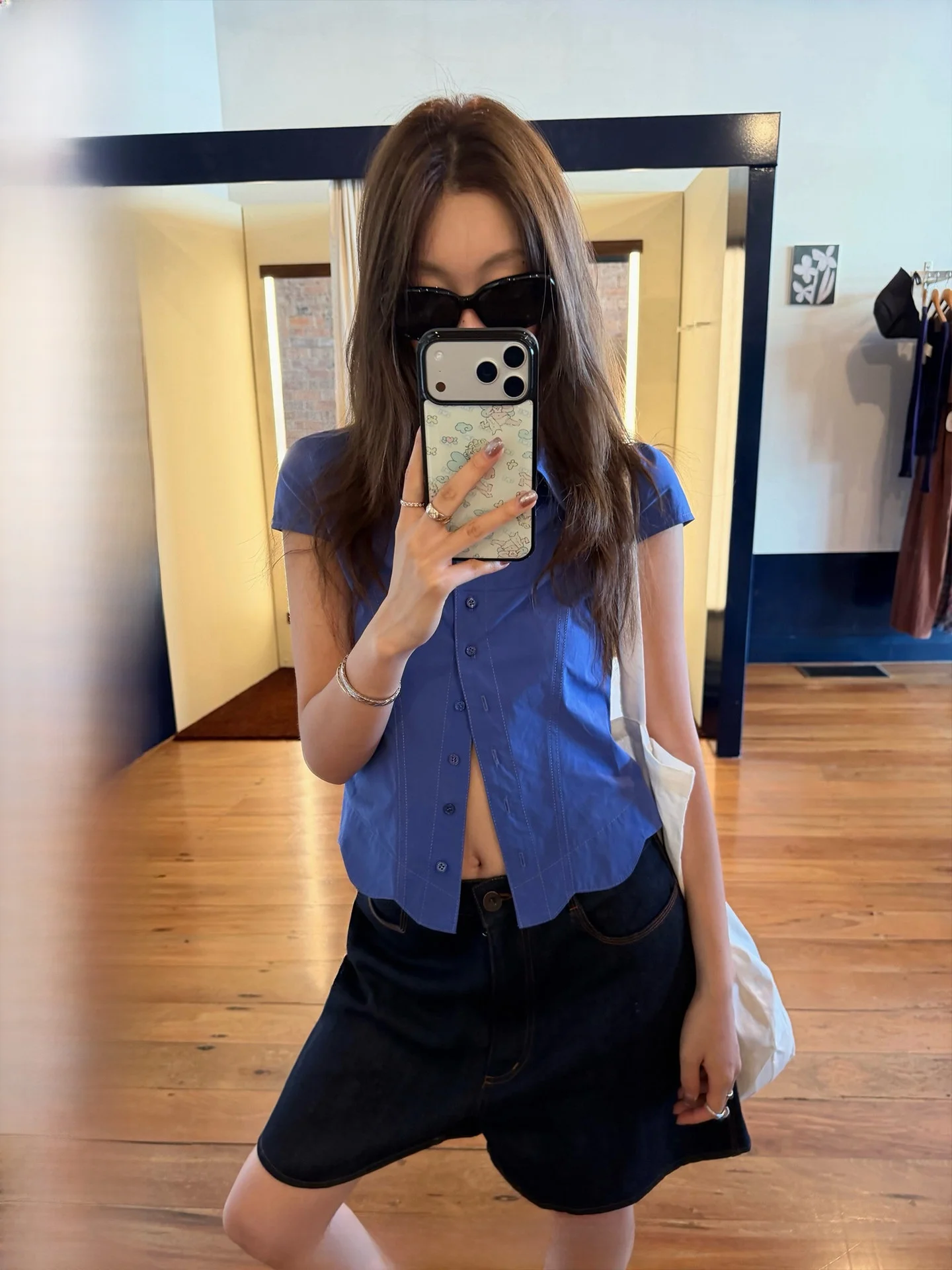 

Ranwear London Newspaper Retro Turn-down Collar 3D Stitched Slim-fit ort Sve irt ort Top Women's Cotton Breathable