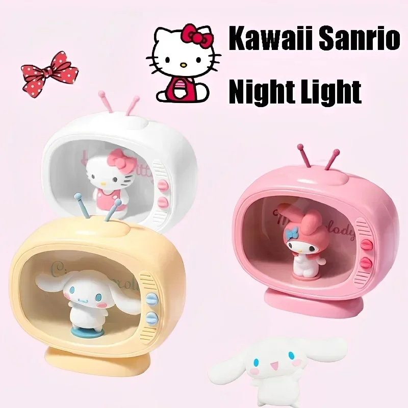 

Новинка, настольная ТВ-модель, кавайная аниме-фигурка Sanrio коричная, моя мелодия, Hello Kitty, декоративная подсветка, Рождество