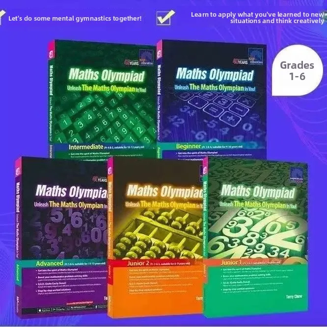 5 ensembles de cahiers d'exercices pour l'olympiade de mathématiques à l'école primaire, version anglaise, livres d'entraînement à la pensée et à la logique mathématiques pour enfants