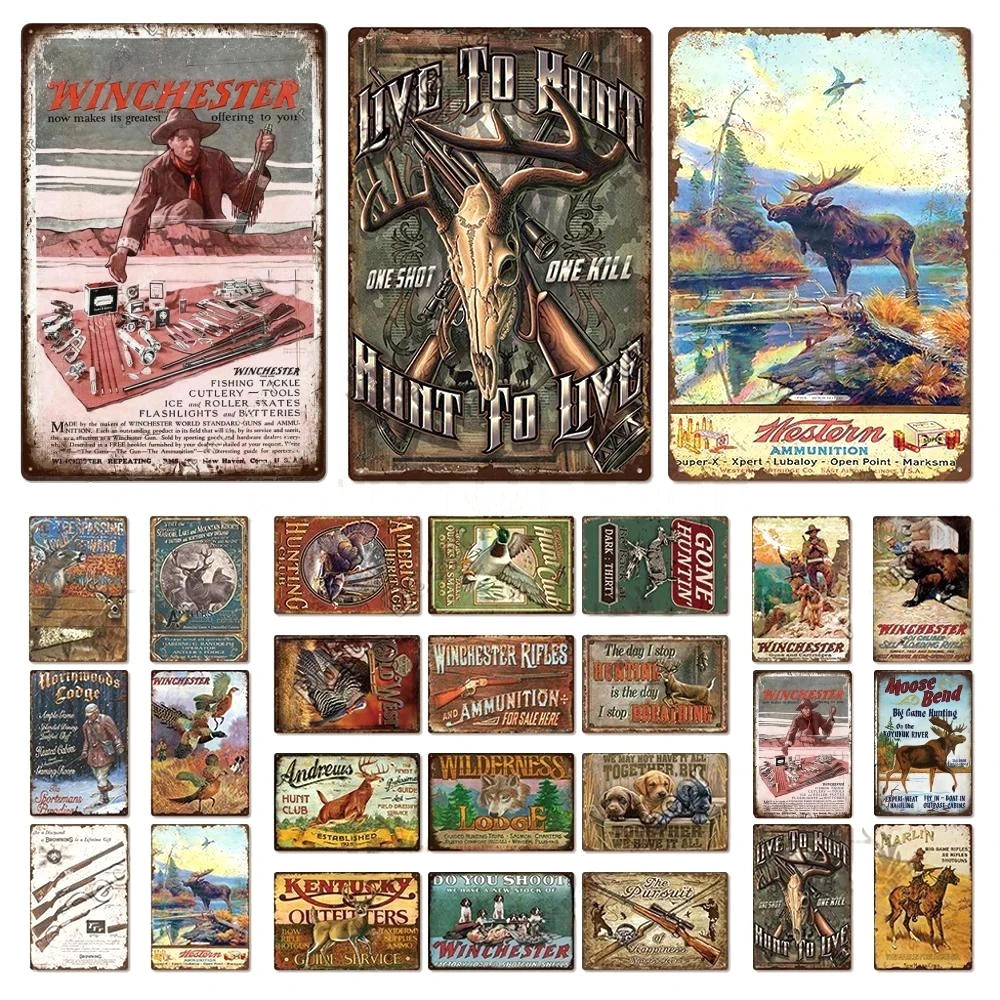 Hunting posters Vintage Metal Signs decor Wooden House Wall Decor for Hunter Man Cave Gift