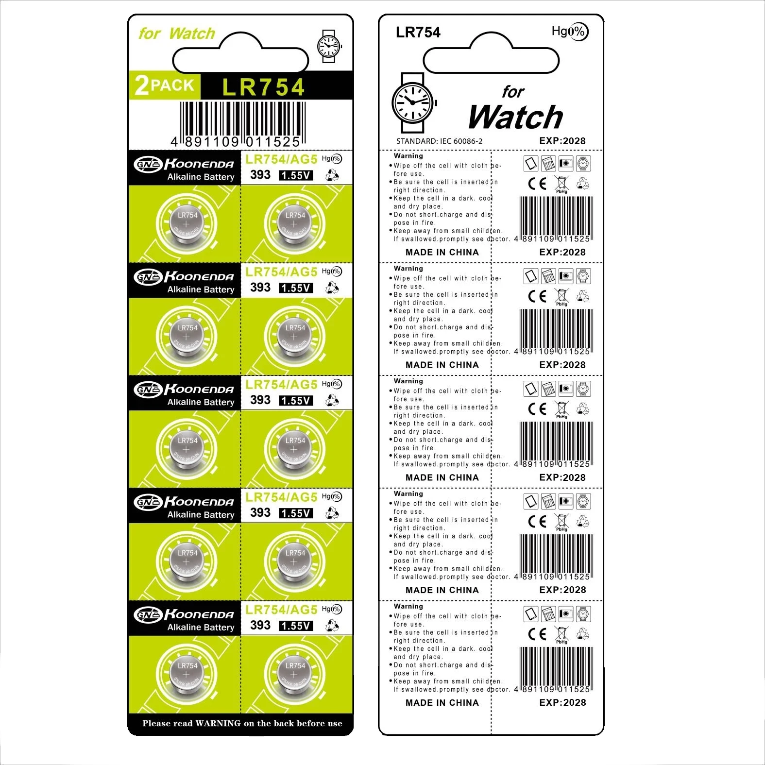 Piles alcalines pour montre, jouet, horloge, bouton Pilas 24.com SR754 LR48 1.5 393A, 58mAh SR754SW LR754 AG5 193 V