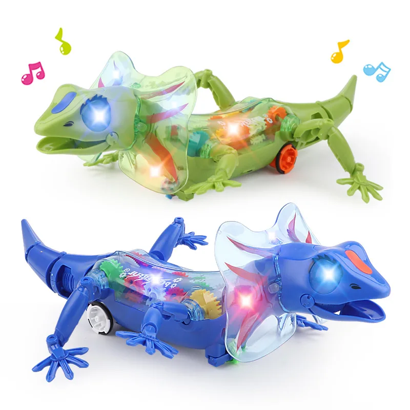 

Electric Animal Kids Toy Battery Operated Lizard Model Robotic Toys with Sounds Lights Crawling Removable Tail Funny Animal