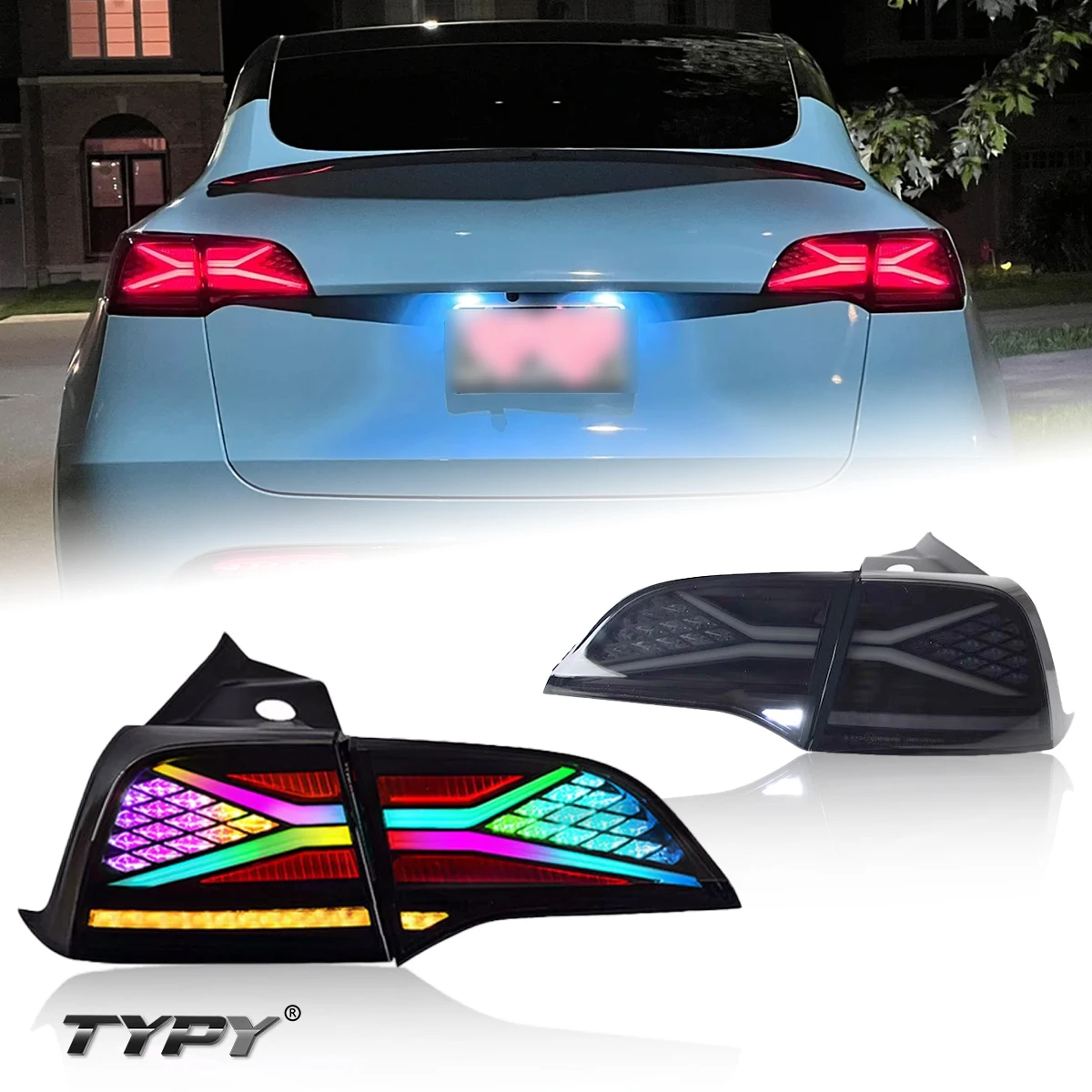 

TYPY New LED Car Taillights For Tesla Model 3/Y RGB 2019-2022 Taillight Signals Auto Accessories Dynamic Turn Running Lights