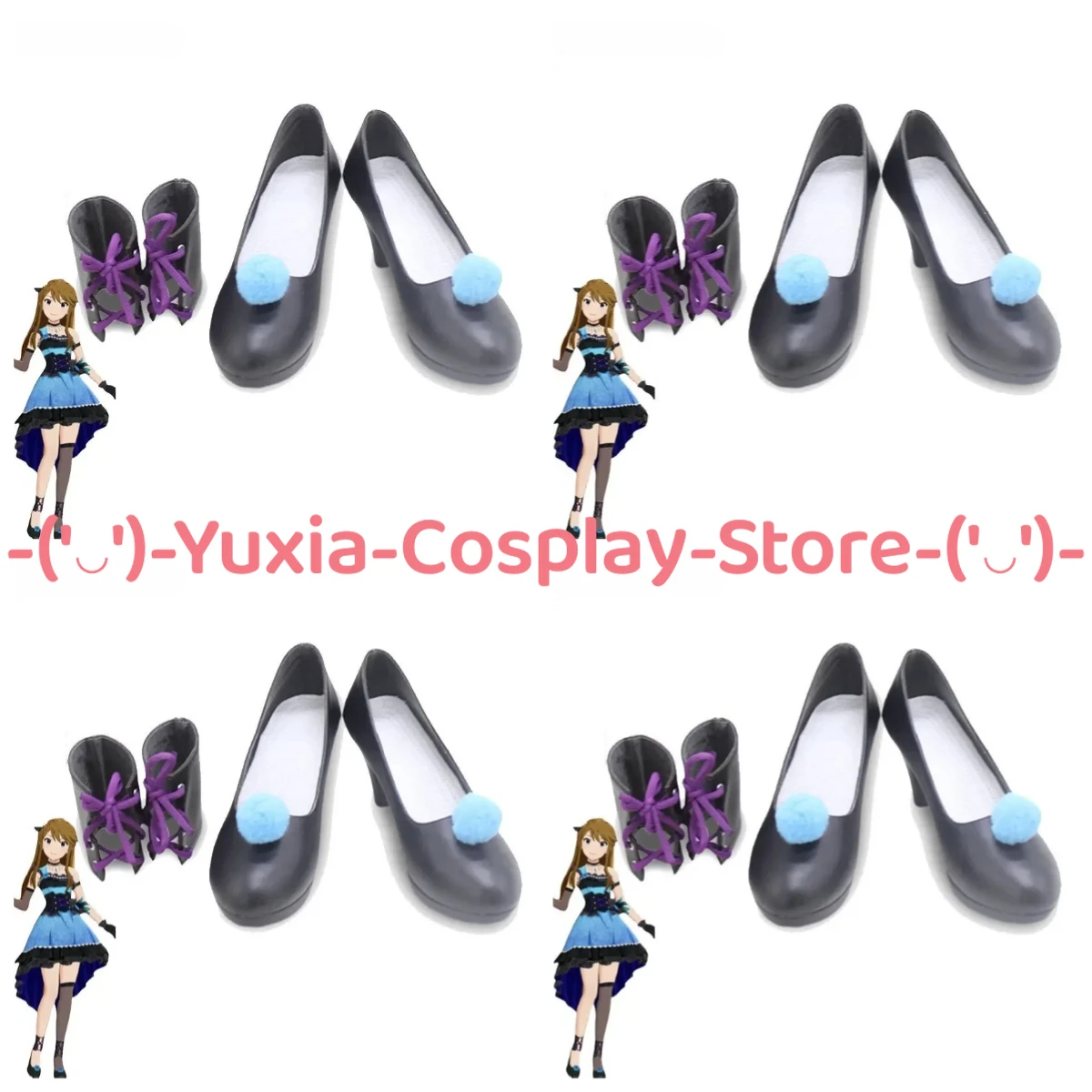 

Yuxiacosplay! The Idolmaster Tokoro Megumi Cosplay Shoes Anime Character Prop PU Leather Boots Halloween Carnival Party Costume