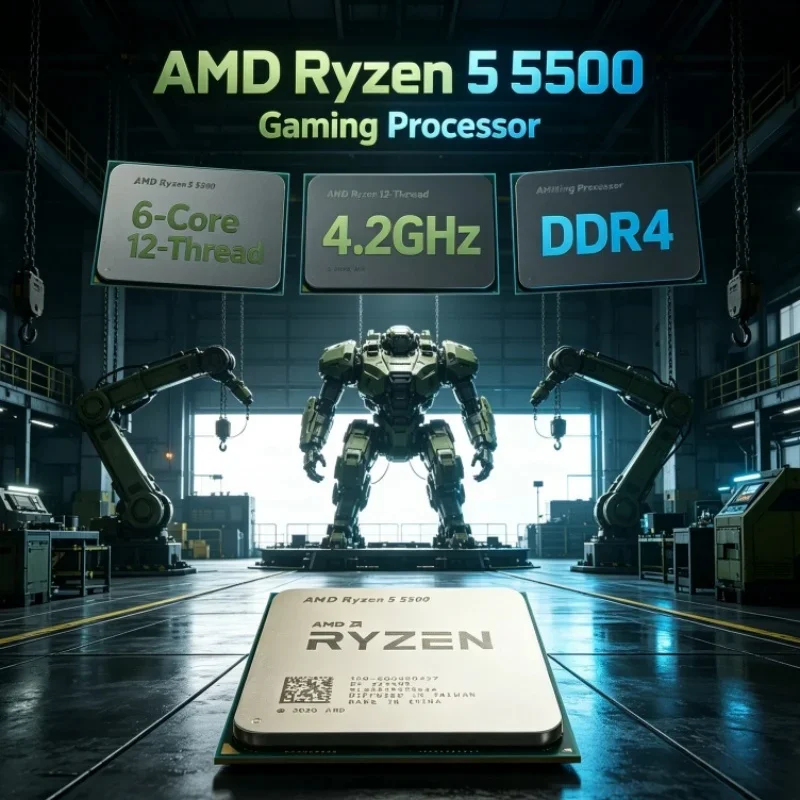 AMD Ryzen 5 R5 5500 Gaming CPU 6-Core 12-Thread 3.6GHz Base 4.2GHz Boost 16MB L3 7nm 65W Socket AM4 DDR4 Memory for Gaming