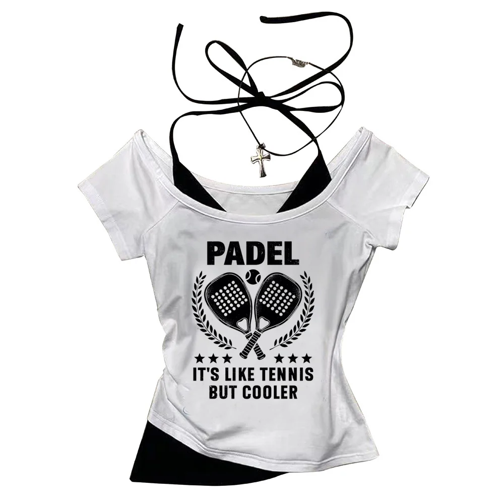 Padel tshirt women Retro Digital 2000s streetwear kawaii Gothic t shirt Retro women hip hop Colorful