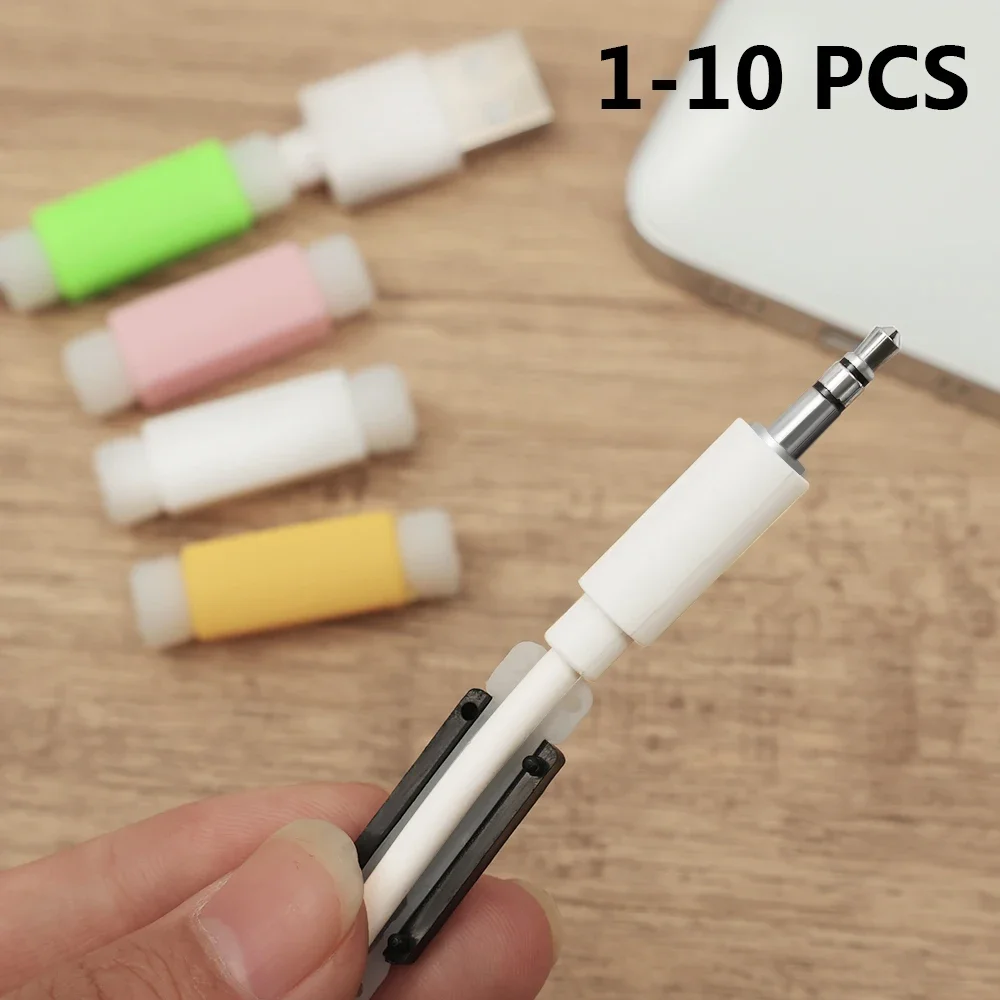 1-10PCS Silicone Cable Protector Earphone Headphone Protective Cover Phone Charging Cable Data Cord Organizer Management