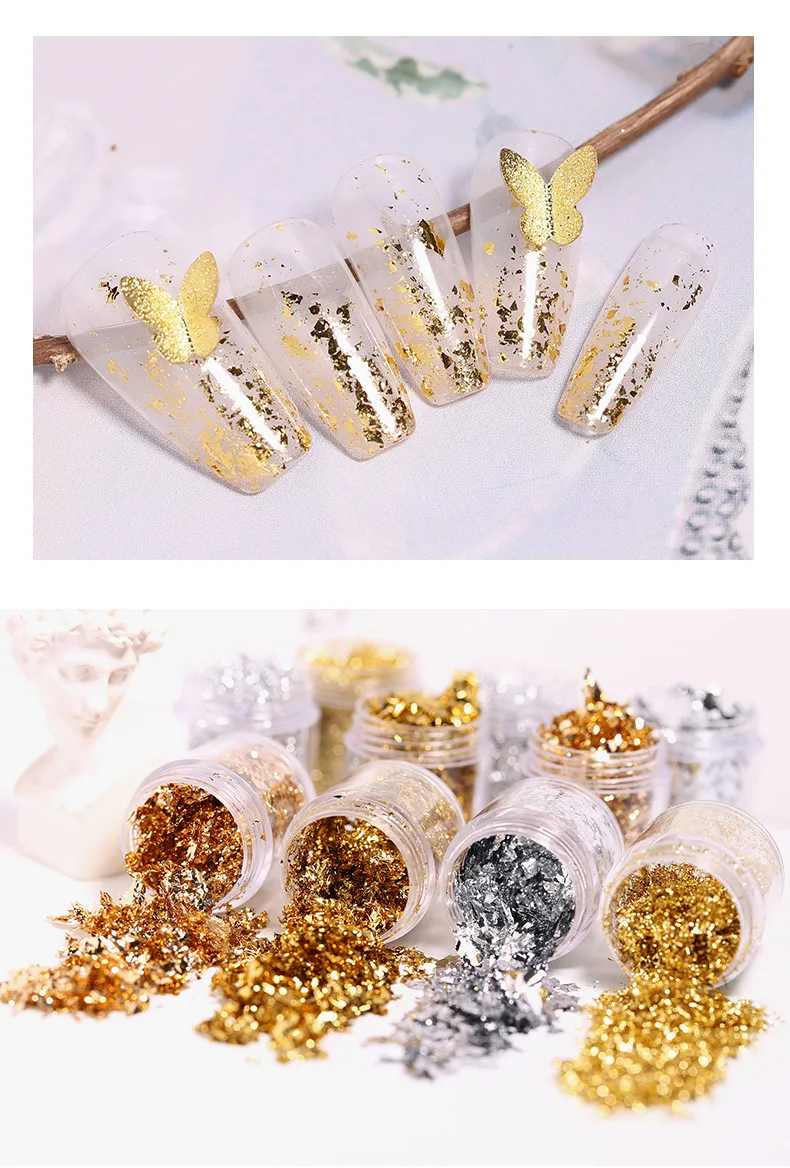 Take Your Nail Art to the Next Level with Our Set of 5 Boxes of Nail Foil Flakes and Decorations - Get Creative Today