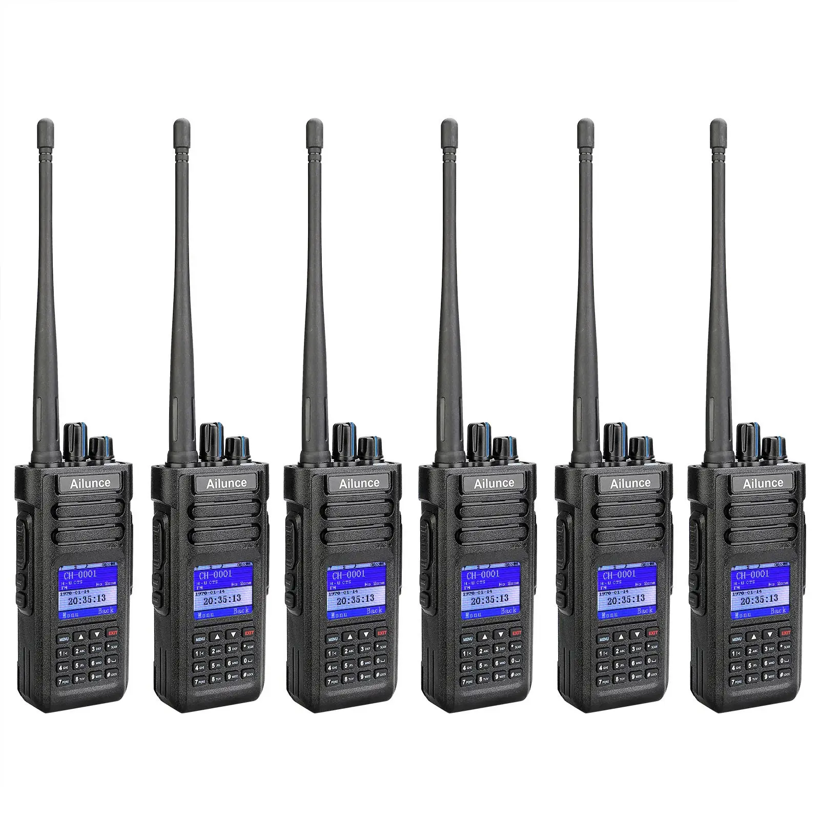 6Pack Ailunce HD1 two way radio ham radio set UHF+VHF Dual Band DMR Amateur Digital IP67 Waterproof wo Way Radio