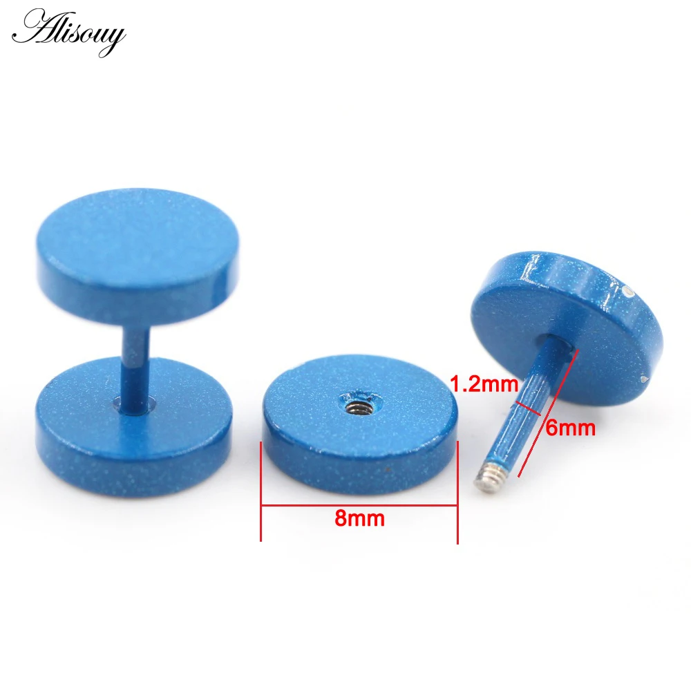 2PCS Baking Paint Candy Color Stainless Steel Unisex Men Woman Barbell Round Ear Stud Earring Tragus Helix Piercing Body Jewelry view 5