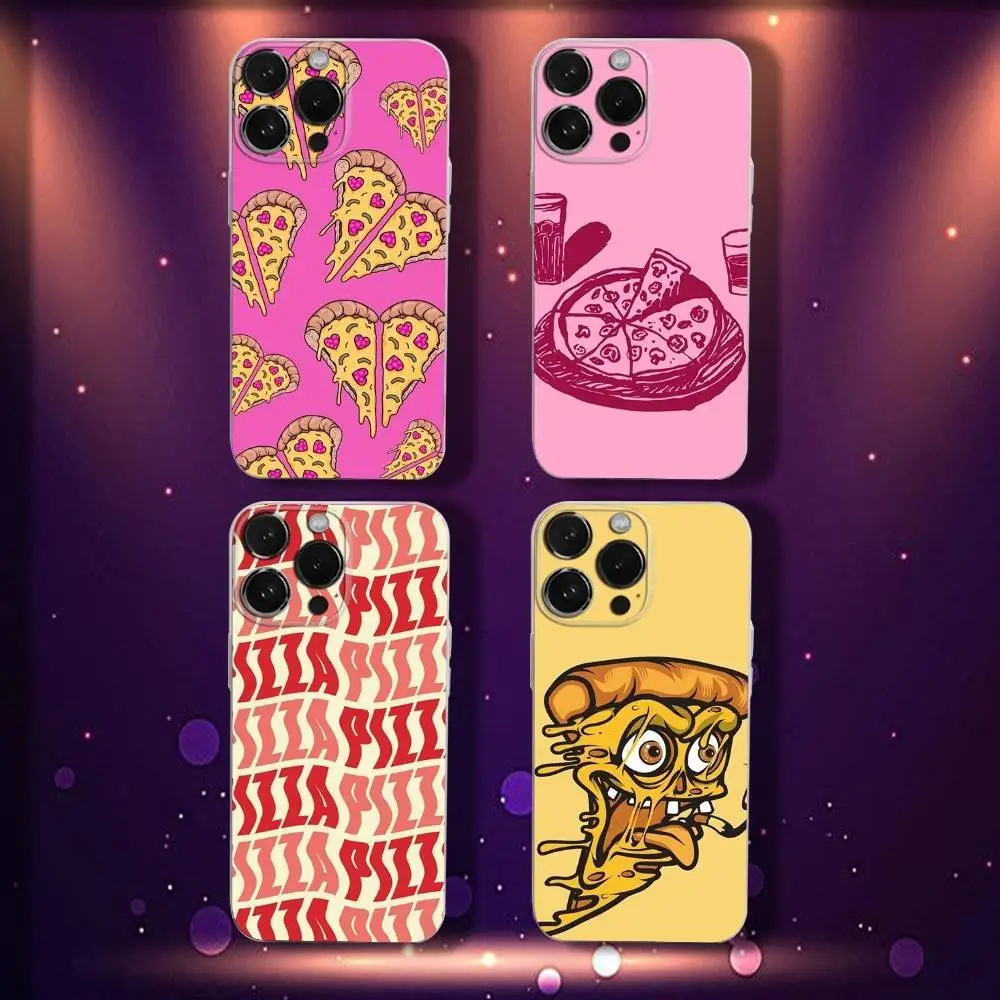 

Cartoon Pizza Phone Case For iPhone 16,15,14,13,12,11 Pro,Max,Plus,X,XS,XR,SE4,E Mini Transparent Soft Cover