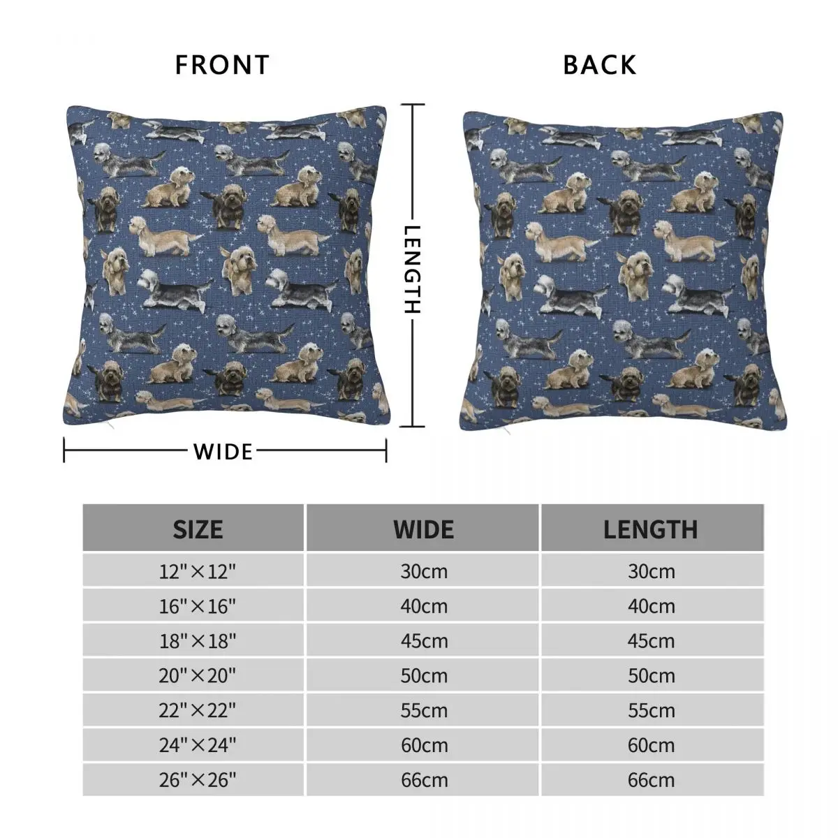 The Dandie Dinmont Terrier Square Pillowcase Polyester Linen Velvet Pattern Zip Decor Home Cushion Cover Wholesale 45x45