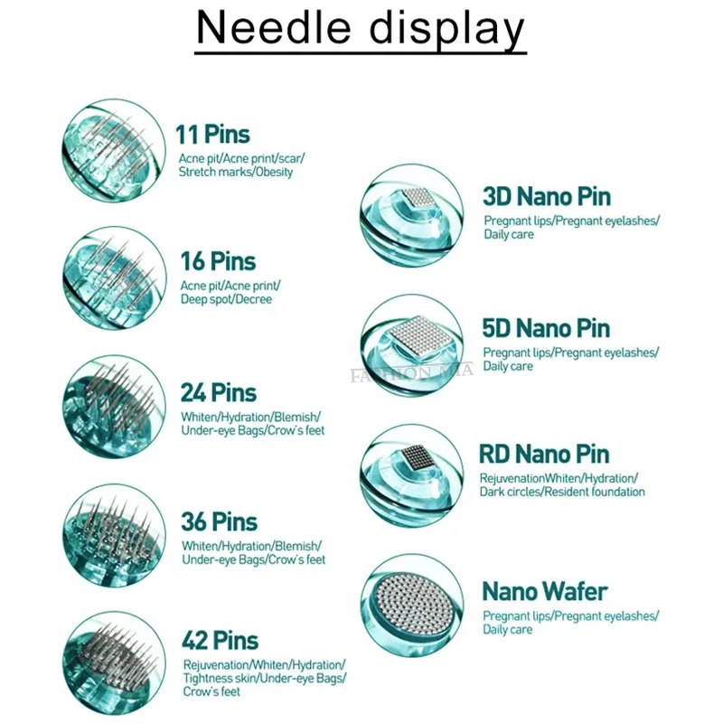 10 Pcs Needle Cartridges Bayonet Cartridges Nano/11 Pin/24 Pin/36 Pin/42 Needle Micro Skin Needling Compatible with Dr Pen A6S