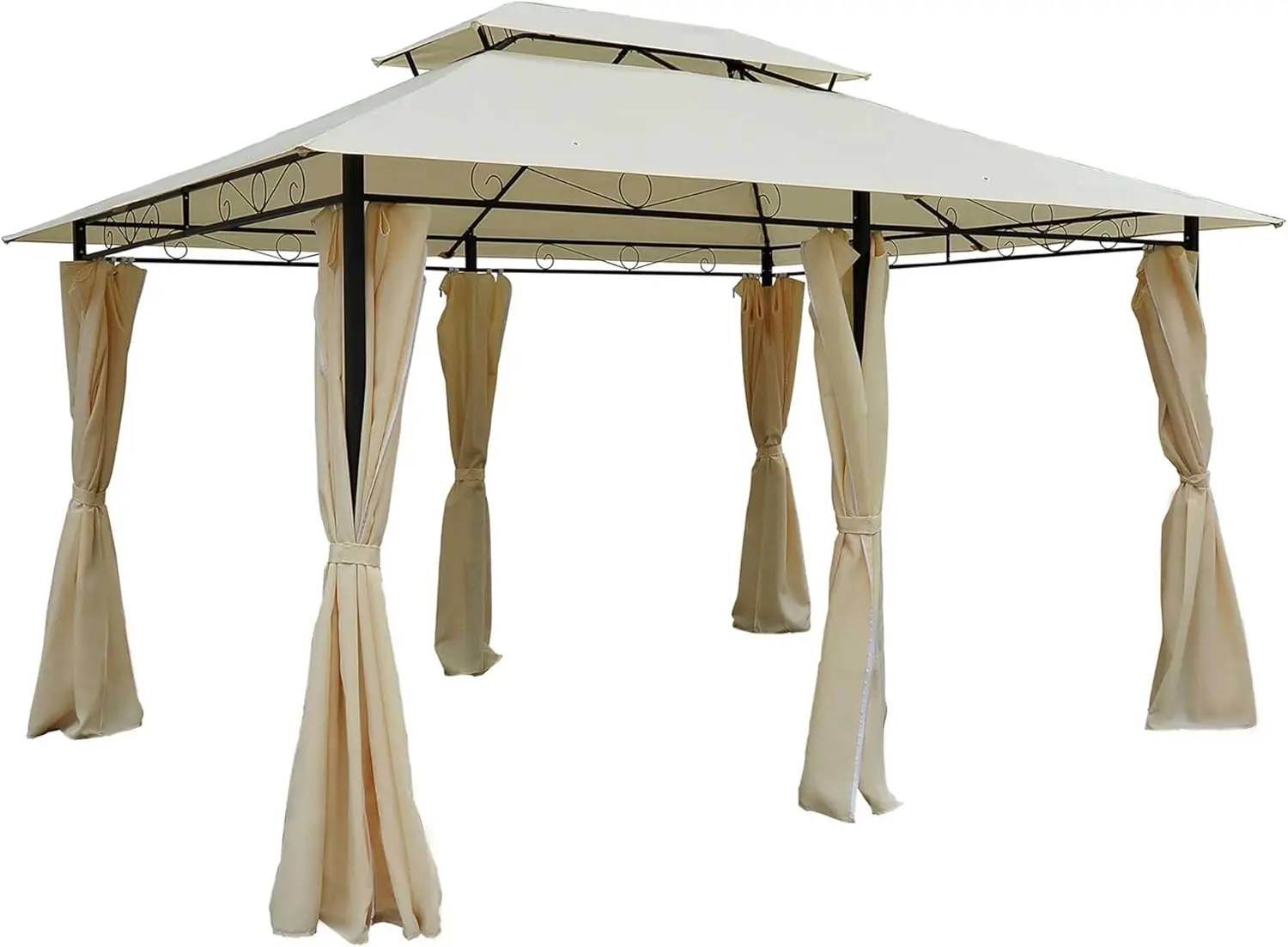 

10' x 13' Patio Gazebo, Outdoor Gazebo Canopy Shelter with Curtains, Vented Roof, Steel Frame for Garden, Lawn,Backyard and Deck