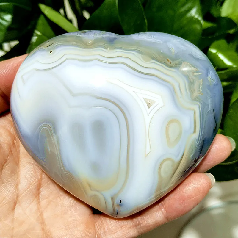 Natural Stone Moss Agate Heart Sorcerer Spirit Meditation Exorcism Energy Feng Shui Crystal Home Decorations
