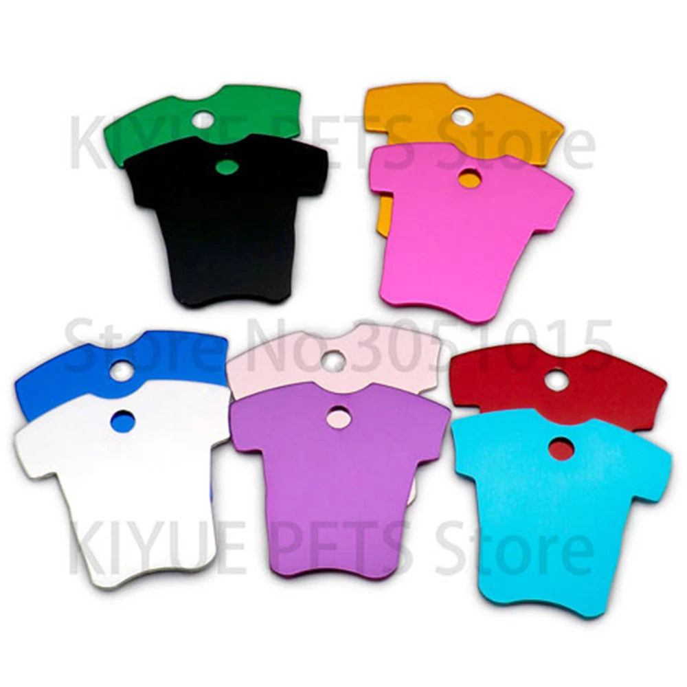ขายส่ง100Pcs เสื้อผ้ารูปร่างสำหรับ Pet ID Identity Tags Cumstom Anodized อลูมิเนียมแมว ID แท็กชื่ออุปกรณ์ตกแต่ง