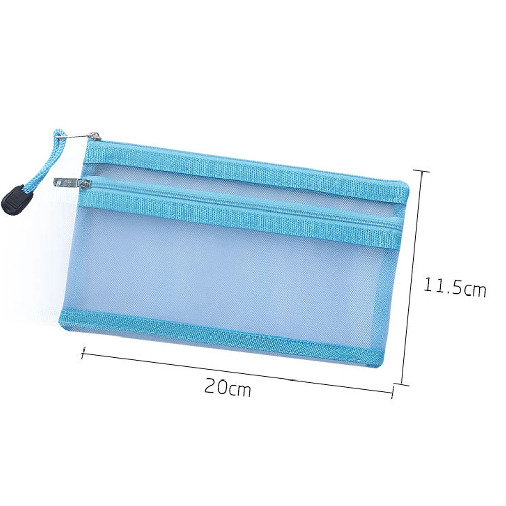 A6 Pencil Case Zipper Mesh File Bag Multifunctional Stationery Organizer Storage Bag for Office Supplies Cosmetics Makeup Bag