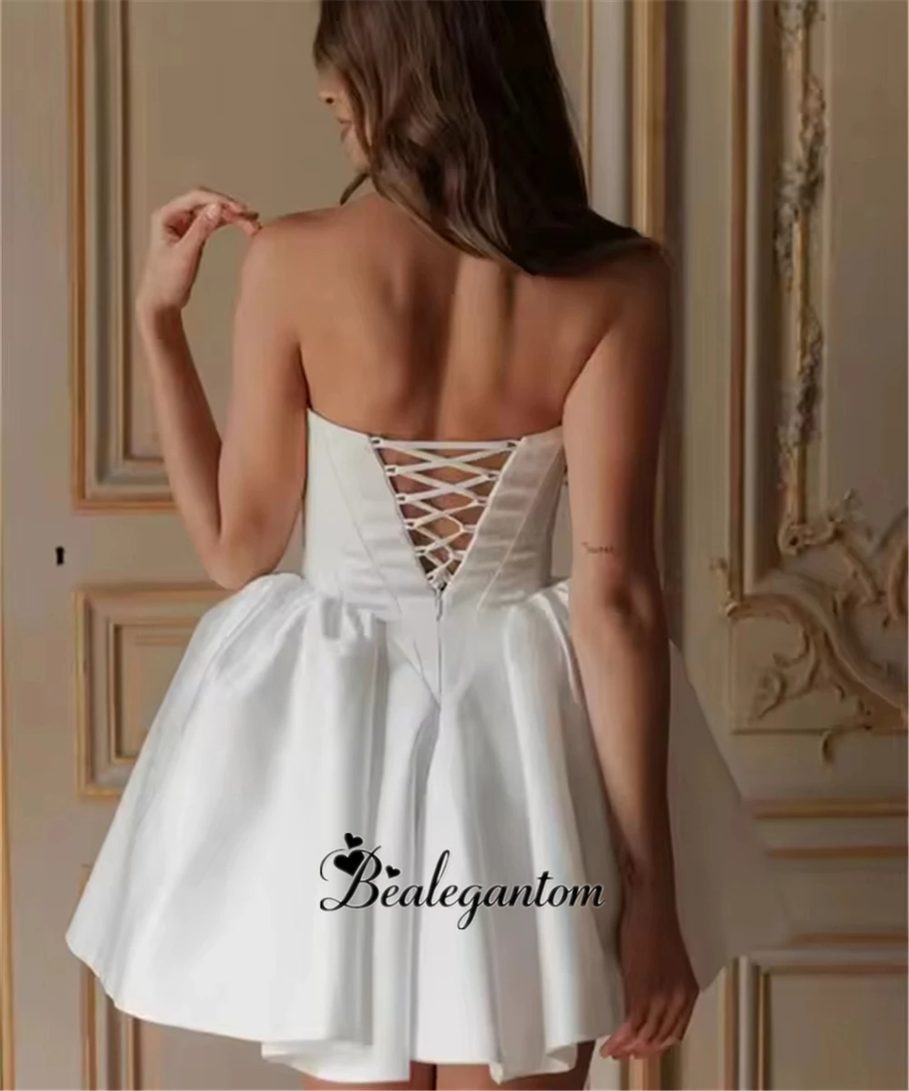 Bealegantom Sweet Short Wedding Dresses Sweetheart Neck Mini Length Lacing Up Back Bridal Gown Vestidos De Novia Customized
