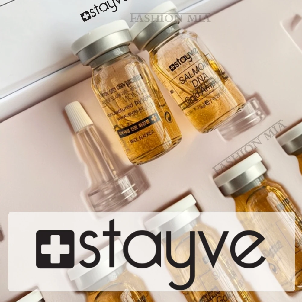 Stayve 8 مللي سمك السلمون DNA الذهب أمبولة الداعم مصل عدة إصلاح الوجه تفتيح الميلانين اشراق تبييض ترطيب الرعاية الجلد