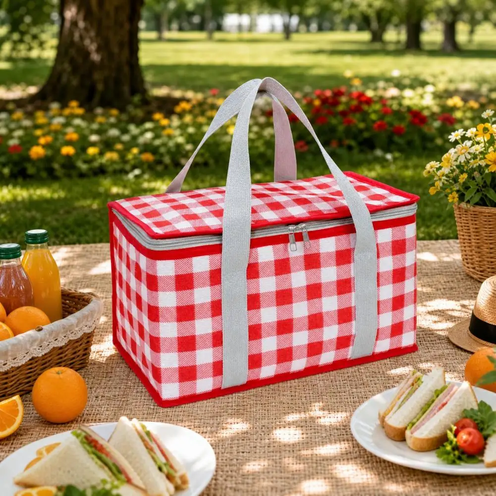 Splash-proof Picnic Basket Foldable Lunch Basket, Heavy Duty Aluminum Foil Cooler for Food, Picnic Camping Accessory