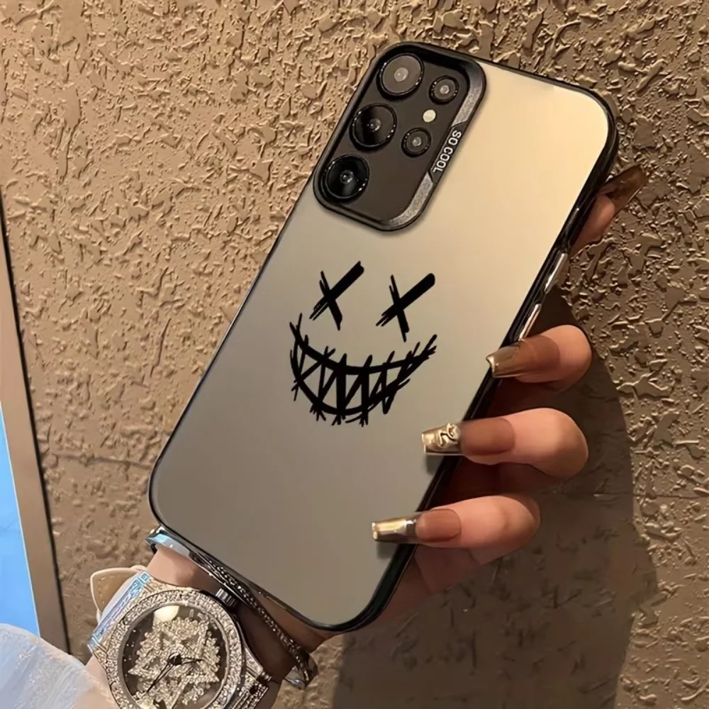 Smiling Devil Print Silver IMD Phone Case For Samsung Galaxy A71 A72 A73 A56 A55 A54 A53 A52 A52s A51 A50 4G 5G Shockproof Cover