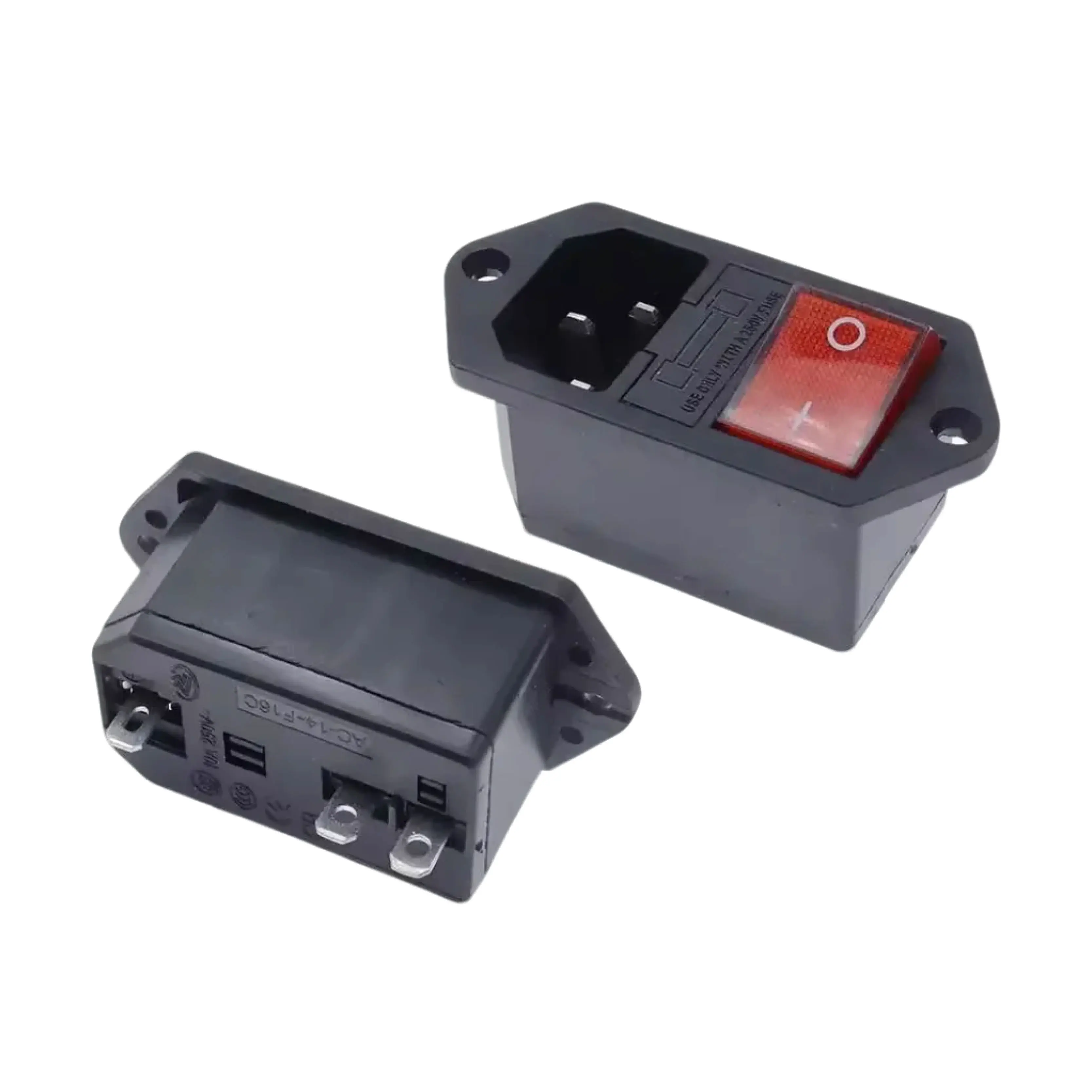 AC-01B-1 Fused Inlet Socket 250V 10A mit roter Lampe Rocker Power Switch für Amplifie Server Equipment Chassis