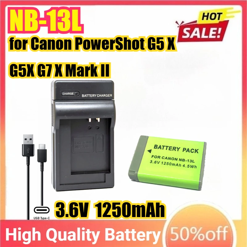 

NB-13L BN13L 1250mAh Camera Battery for Canon PowerShot G5 X G5X G7 X Mark II G7X G9 X G9X SX720 HS CB-2LHE CB2LHE Charger
