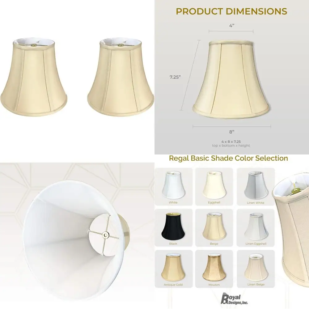 

Basic True Bell Lamp Shades Set of 2, Beige, 4x8x7.25 Inches, Suitable for Multiple Lighting Fixtures