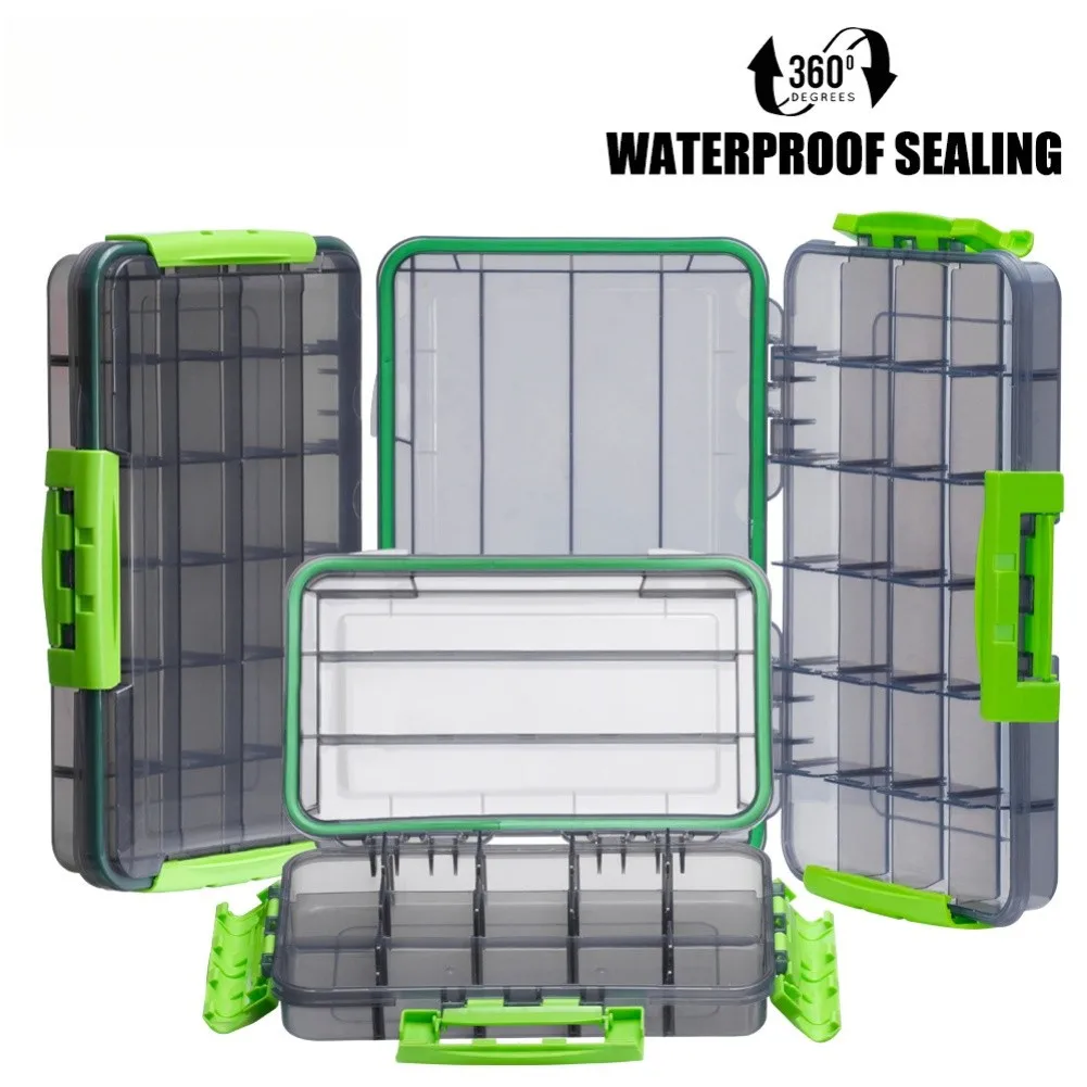 Waterproof Fishing Tackle Box with Movable Dividers Large Capacity Organizer for Anglers 35x21x5cm PP Material