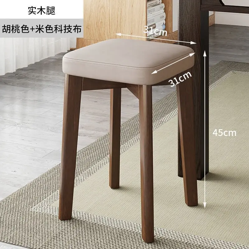 E193 Stool solid wood chair modern simple dining table stool sitting comfortable stackable dining stool square stool