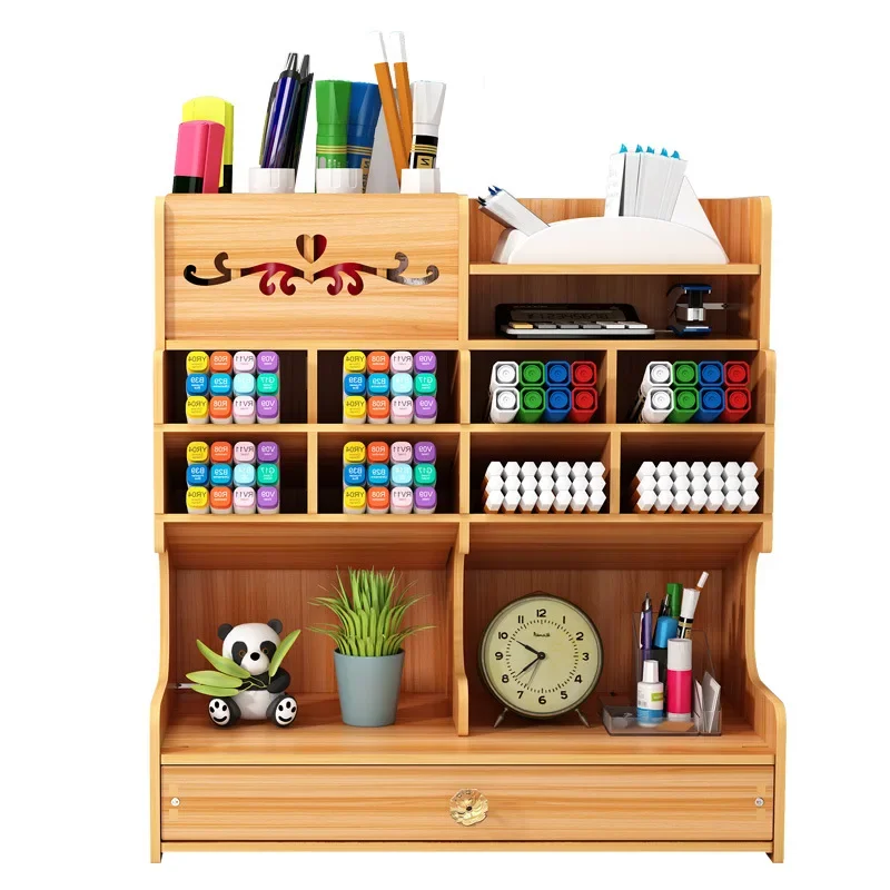 Imagem -05 - Simples Grande Capacidade Pen Holder Desk Papelaria Organizer Office File Storage Lápis de Madeira Organizer Slot