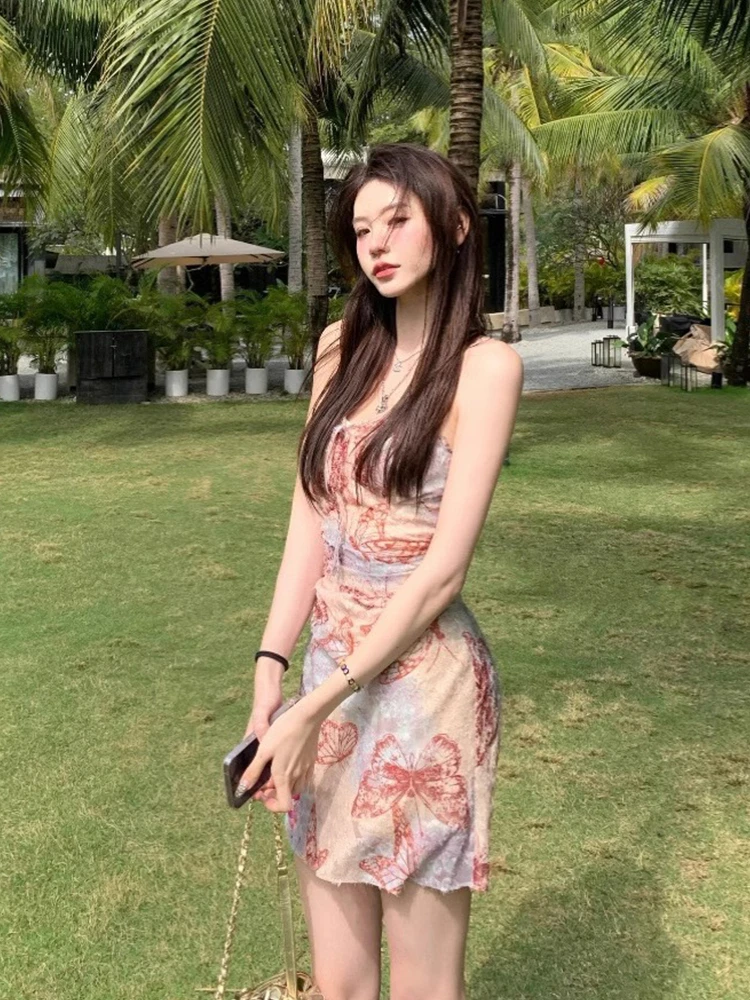 夏らしい花柄、女性らしい甘い雰囲気の和風ビーチウェア、デザインセンセーション、ムードドレッシーなカジュアルVネックAライン...