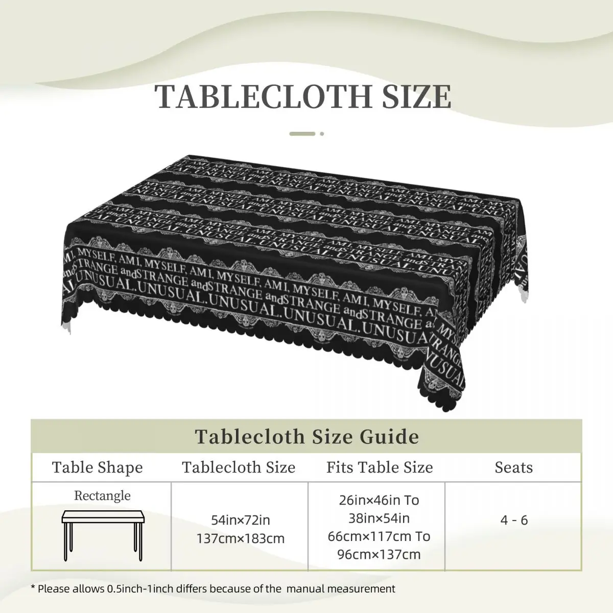 I, Myself, Am Strange And Unusual. Customized Rectangular Tablecloth Oilproof Table Cover for Dining Events Table Cloth