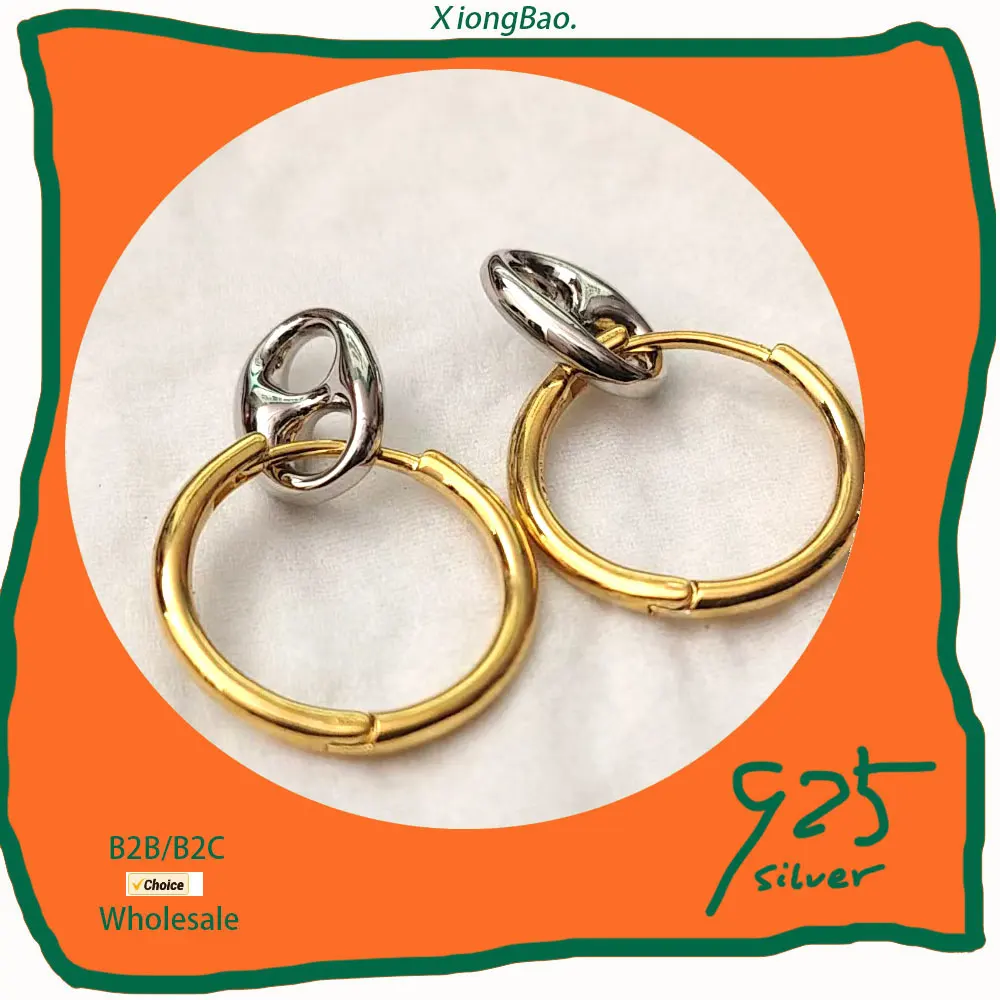 

Stamp 925 Sterling Silver AS Pig Nose Hoop Earrings for Women 2026 Korea Geometric Hollow Design Ear Buckle Fine Jewelry 2026