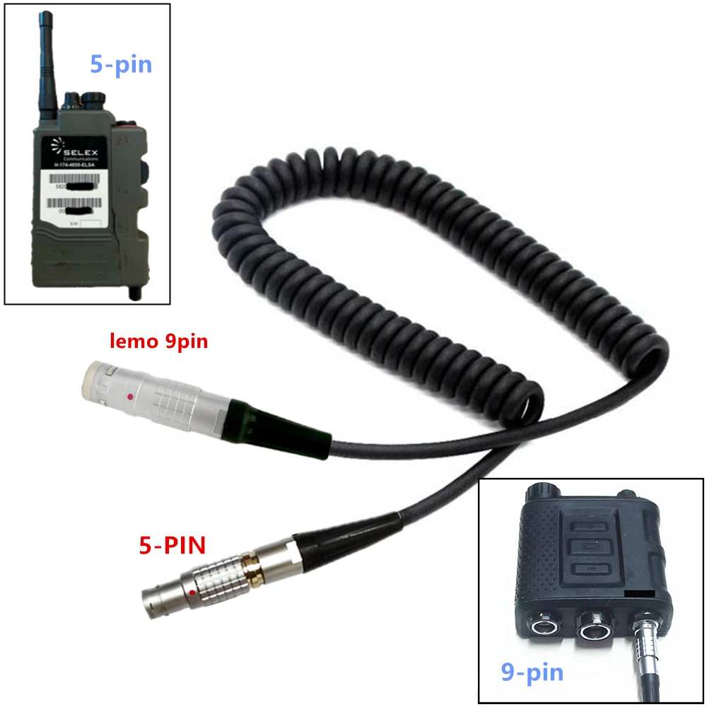 Radio Cable lemo 5-pin to lemo 9-pin for Invisio X50 ptt for Selex H4855 Radio, Bowman PRR PRC343 radio Invisio X50 Cable - Image 2