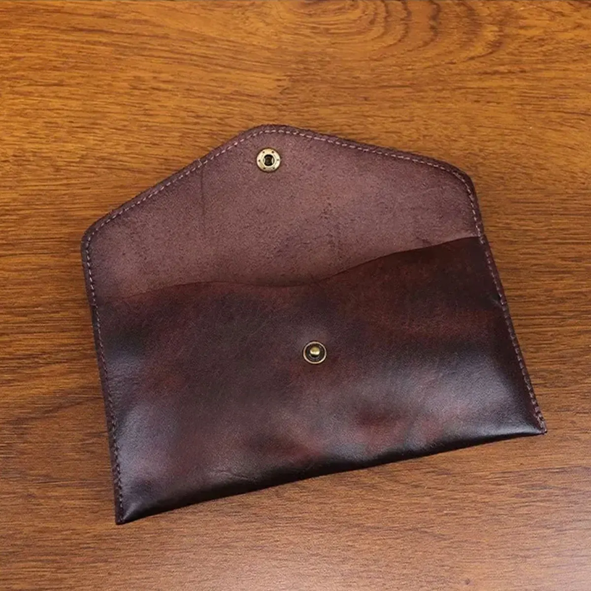 

Handmade Genuine Leather Envelope Wallet for Women, Vegetable Tanned Slim Clutch Phone Purse, Ladies Card Holder Pouch