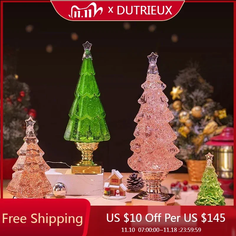 

Fashion Christmas Tree Crystal Ball Luminous Ornament Desktop Set Ambient Light Christmas Gifts Girls Children Room Decorations