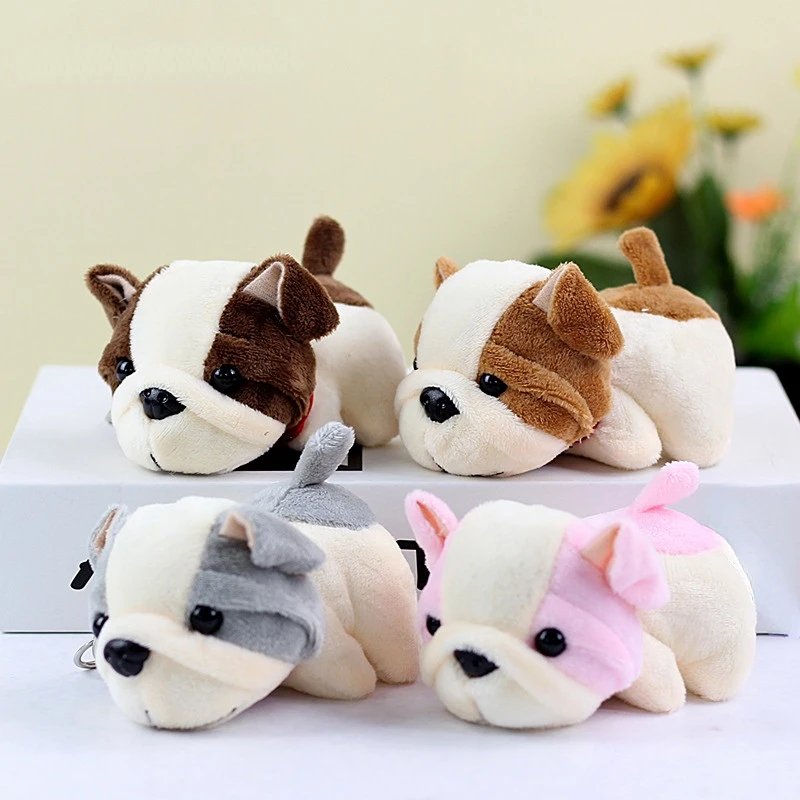 Kawaii Simulation Puppy Plush Toy Shar Pei Small Pendant Doll Keychain Bag Pendant Plush Bulldog Keychain Plush Stuffed Doll Toy