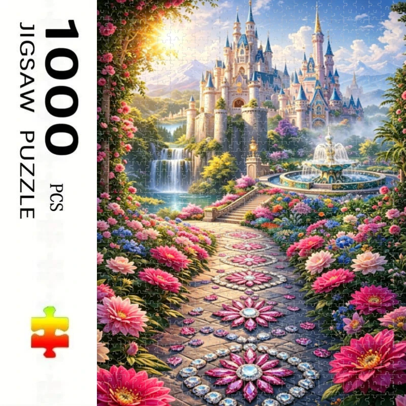 1000/500 PCS Jigsaw Puzzles Castle Garden Home Decor Games Landscape Puzzles Educational Toys Birthday Gifts