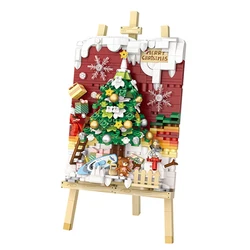 Creative Painting Cartoon Building Blocks Cute Christmas Tree Ornaments Assembled Bricks Toys Gifts for Adults and Children